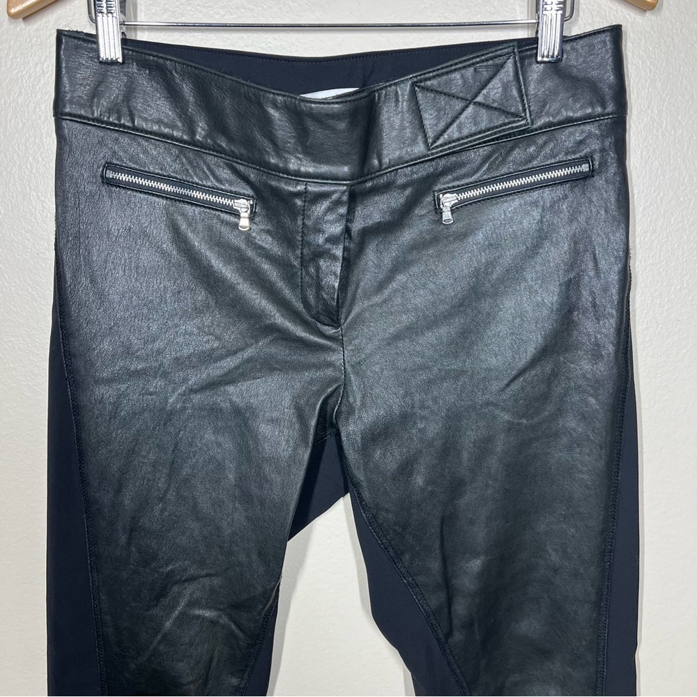 Kaufman Franco Womens Black Faux Leather Zipper Ponte Moto Grunge Pant Size 10 - Picture 2 of 11